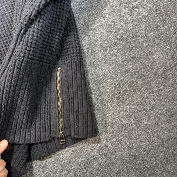 L.L. Bean Waffle Knit Turtleneck Sweater Womens 1X Black Side Zip 521539 - Picture 5 of 11